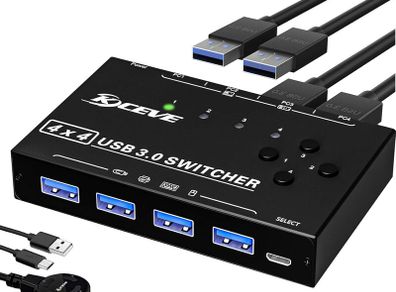4-Port USB 3.0 Switch with Remote: Share Devices Effortlessly