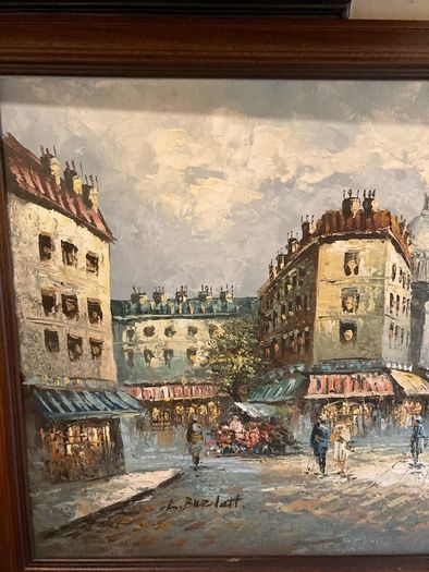 Large painting street scene France