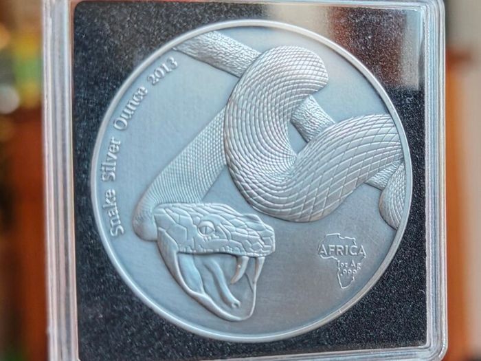 Gabon African Snake silver coin 2013 antique