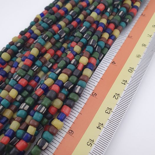 Antique African Style MultiColor 4-5.5mm Glass Beads Necklace Strand