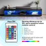 Black TV Unit Gloss 180cm TV Stand Cabinet with LED Lights Modern TV Entertainment Unit with 3 Open Glass Shelves and Drawers Long Design TV Cabinets for Living Room Image 3