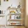 4 Tier Wooden Open Bookcase Modern Freestanding Bookshelf Storage Organizer,Multifunctional Display Stand for Bedroom, Living Room and Home Office, Storage Cabinet,White Image 4