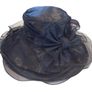Dark blue Women Organza Hat Wedding Occasion Hat Image 4