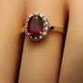 9ct Gold Oval Ruby and Moissanite Petite Dress Ring Image 10