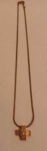 Gold Tone Cross Necklace