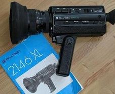 Bell & Howell Cine camera, Splicer, Bell & Howell Projector and Screen