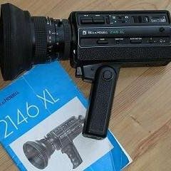 Bell & Howell Cine camera, Splicer, Bell & Howell Projector and Screen
