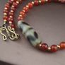 Antique Zigzag Tibetan Agate Pendant With Carnelian Beads Necklace Image 2
