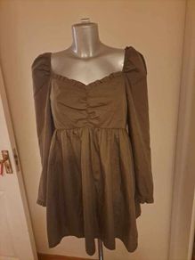 Brand new Nasty Gal khaki long sleeve off shoulder tunic dress size UK14 EU42 Postage included