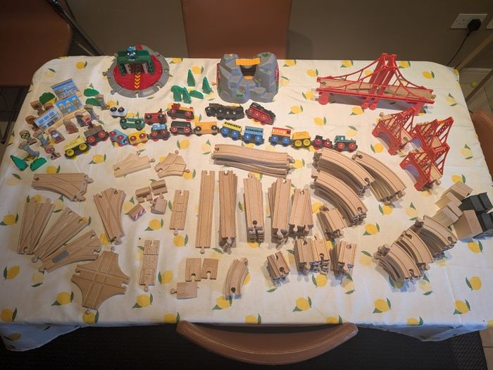 200-piece BRIO wooden train track and trains set