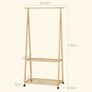 Bamboo Clothes Rack, with Shelves and Hooks - Natural Finish Image 3