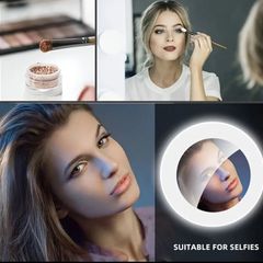 Portable Pink Selfie Ring Light USB Rechargeable, 3 Light Modes