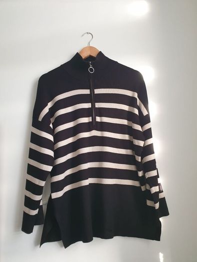 Object.  Zip Striped Knitted Jumper Size Medium