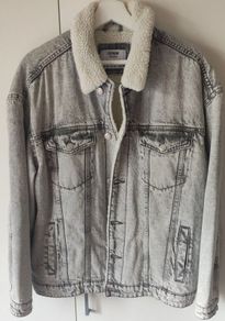 Bershka Men's Acid Wash Denim Jacket