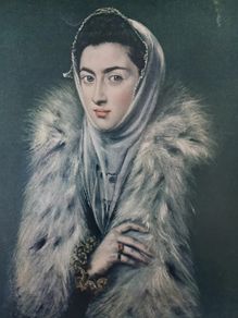 An Original Rare Print from Picture Relics -Lady with a Fur (1578) by EL GRECO
