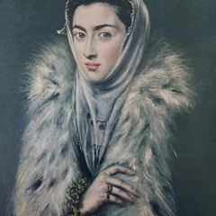 An Original Rare Print from Picture Relics -Lady with a Fur (1578) by EL GRECO