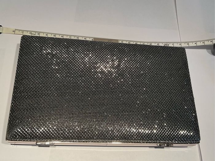 Gunmetal Grey  Pewter Shimmering Box Clutch Bag