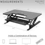 107cm Height Adjustable Stand Up Desk Converter, V Series, Quick Sit to Stand Tabletop Dual Monitor Riser Workstation, Black Image 2