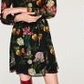 ZARA  black dress floral print wrap around S Image 6