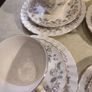 16 pieces set Rare find Johnson Brothers Ironstone  Snow White Pattern 1H1, Vintage Set Of 4 cups and saucers with side plates ,milk jug ,sugar bowl and large oval platter plate Swirl Edge, Platinum Trim Image 7