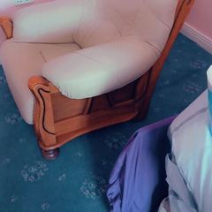2 cream armchairs excellent condition very comfortable