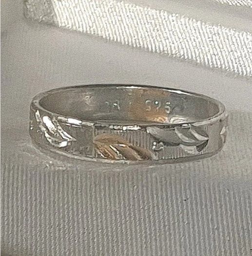 Vintage Silver Wedding Band with 18k Accents