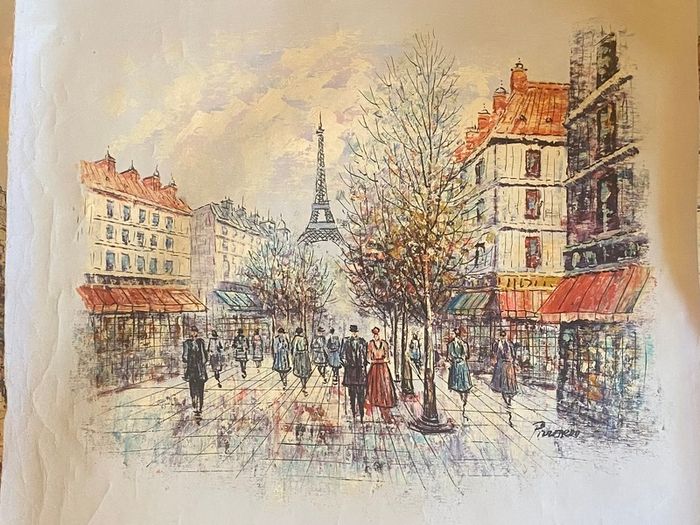 Hand Painted Oil on Canvas - Vintage Parisienne Scene