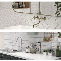 12 white subway tiles 10x30cm