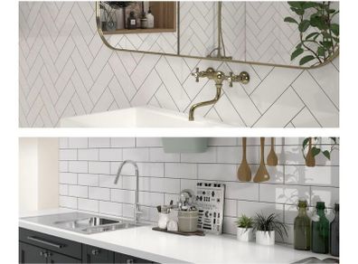 12 white subway tiles 10x30cm