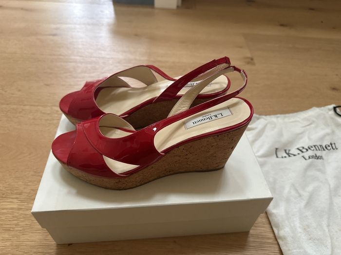 LK Bennett Red Wedge Sandals