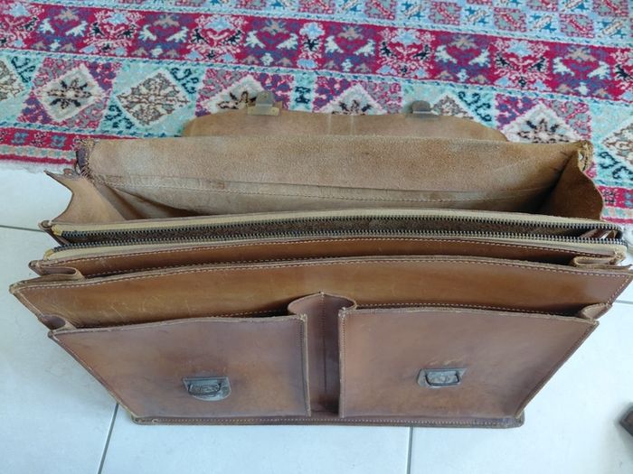 Vintage French leather briefcase