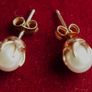 Vintage 14K Yellow Gold Pearl Stud Earrings 1,6g Image 10