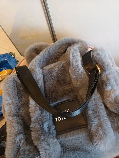 Fur grey handbag