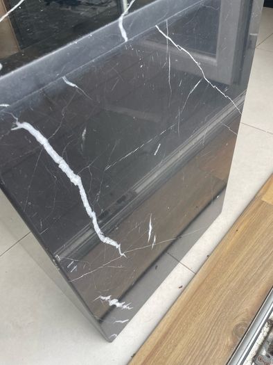 Glass table top and marble base