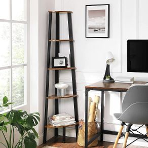 New 5 Tier Industrial Corner Bookcase (159cm) FREE P&P
