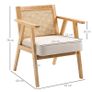 Comfortable Lounge Chair Rattan Chair with Thick Cushion - Rattan Backrest - Deep Seat - Hevea Wood Frame Linen-Look Beige Image 3