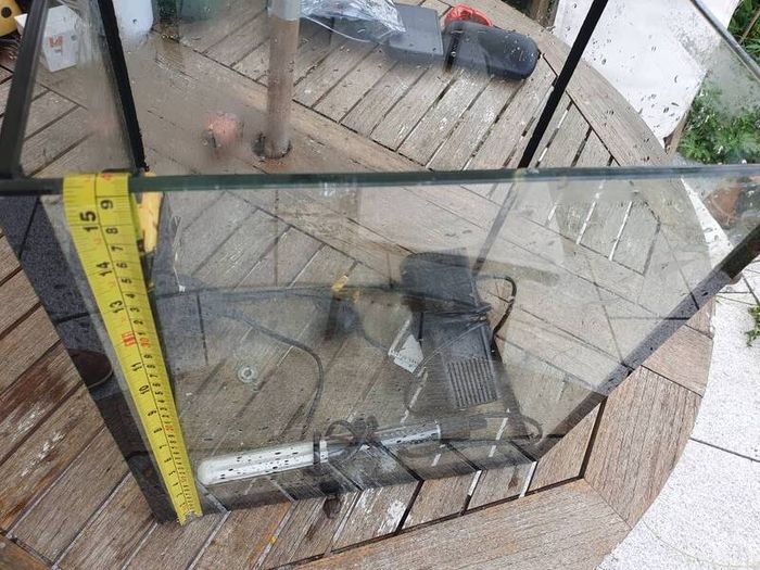 aquarium, filter pump,  and heater