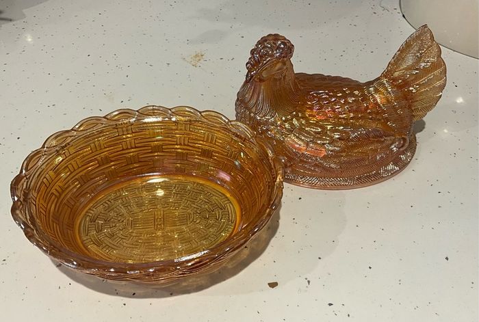 Carnival Glass Egg Holder