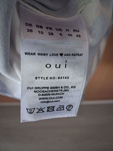 Oui Top White Blue - Fits UK 8 to 10 - New Without Tags RRP 120