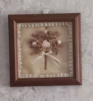 Vintage Handcrafted Dried Flowers Shadowbox