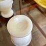 4 x Rare Vintage Arc Arcopal France Iridescent Milk Glass Egg Holder Cup White Art Deco Style Swirl Design Image 9