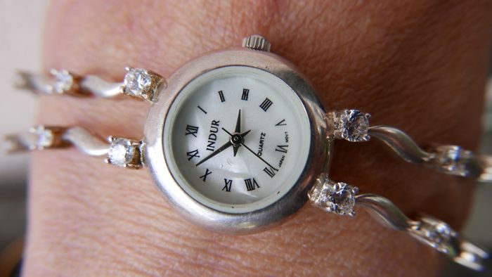 Vintage INDURO Watch for Women, Sterling Silver Bracelet Watch, Handmade 925 Sterling Silver Watch, Watch for Her Birthday Gift, Ladies Watch Japan Made (Works well, fresh battery)