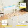 White Double Bed Frame with Storage and LED Lights,4ft6 Metal Platform Bed Frame Double Size Bed Base with Charging Station,Mattress Base,Strong Slats Support,Under-bed Storage,Noise Free Image 4