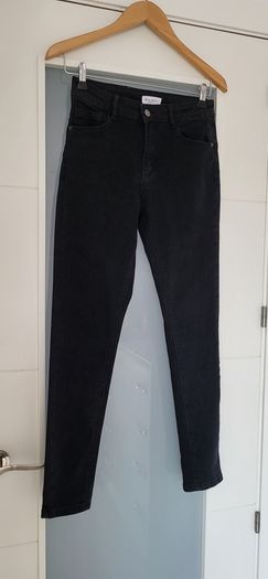 7 for All Mankind Black High Waist Glossy Coating Crystal Gunmetal Skinny Jeans Sz 26 (Fit 8UK) - Rrp 240 (New)