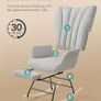 Rocking Chair Removable Cushion Side Pockets Wooden Legs Dove Grey Image 2