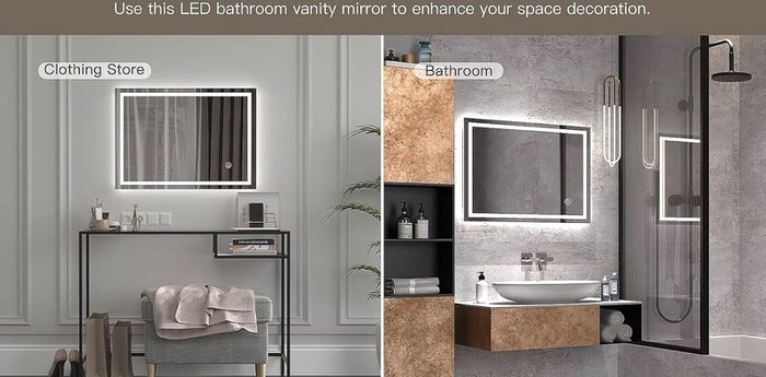 Bathroom Mirror with LED Lights, 500x700 MM Illuminated Bathroom Mirror