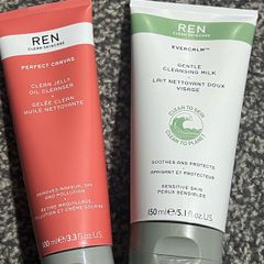 Brand new REN skincare jelly oil cleanser and gentle cleansing milk full size brand new