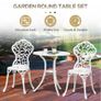 3 Pcs Aluminium Bistro Set, Garden Furniture Dining Table and Chairs Antique Outdoor Seat Patio Seater, White Image 3