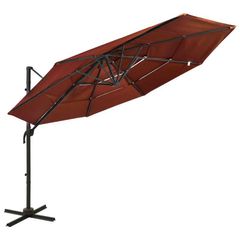 4-Tier Parasol with Aluminium Pole Terracotta 3x3 m