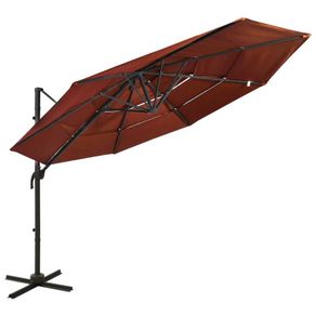 4-Tier Parasol with Aluminium Pole Terracotta 3x3 m